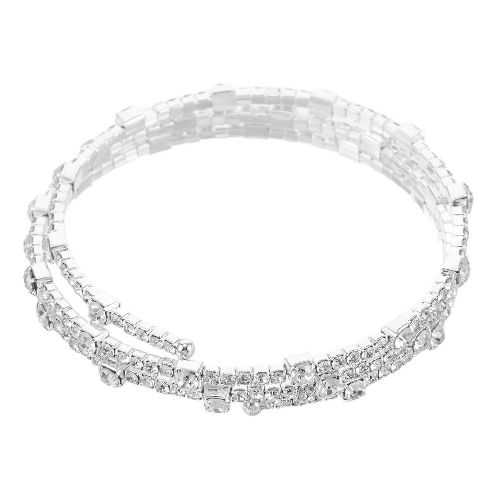 Sparkly Bracelet Multi-Layer Rhinestone Bracelet for Decoration Silver
