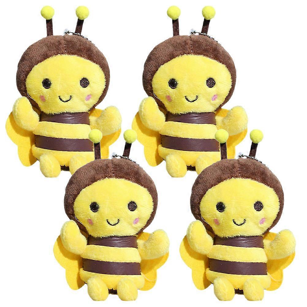 Stuffed Bee Keychain Charm Plush Pendant for Decoration 4Pcs Pack
