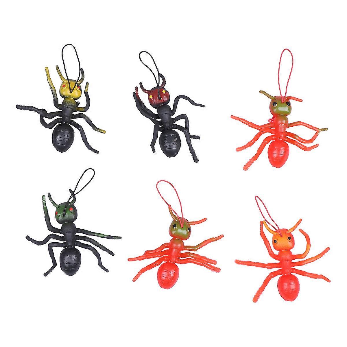 Artificial Prop Simulation Ant Toys for Playing 6Pcs Assorted Color Ants