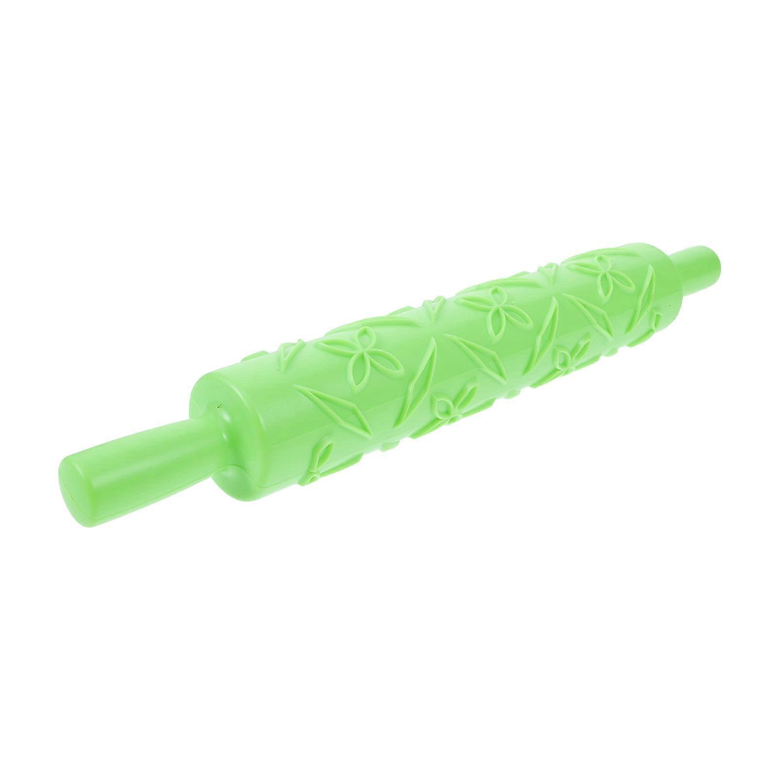 Embossed Fondant Rolling Pin Plastic Cake Decorating Tool Green