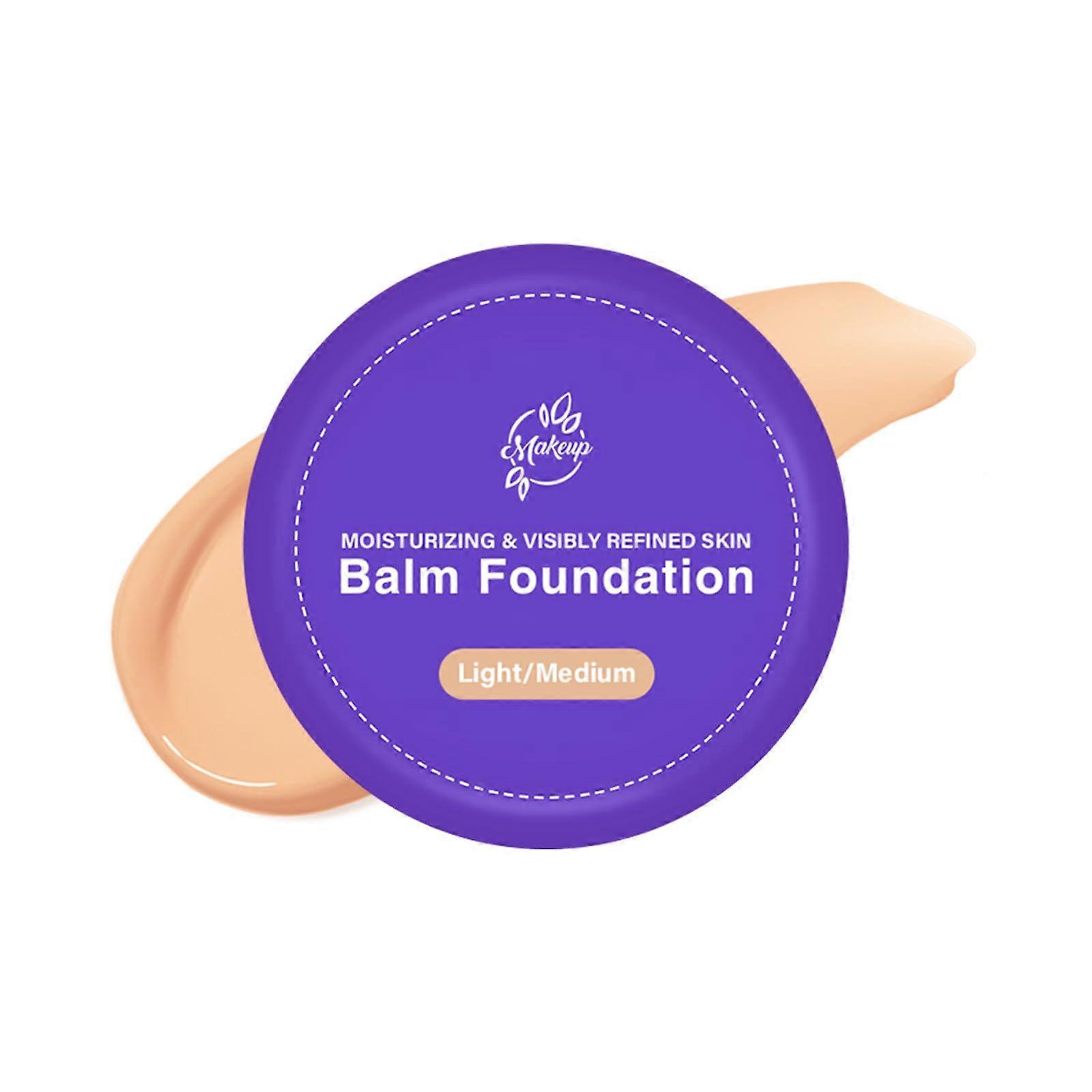 Foundation Makeup Balm Compact 2 in 1 Buildable Full Coverage Deep Hydration with Puff Deep Shade