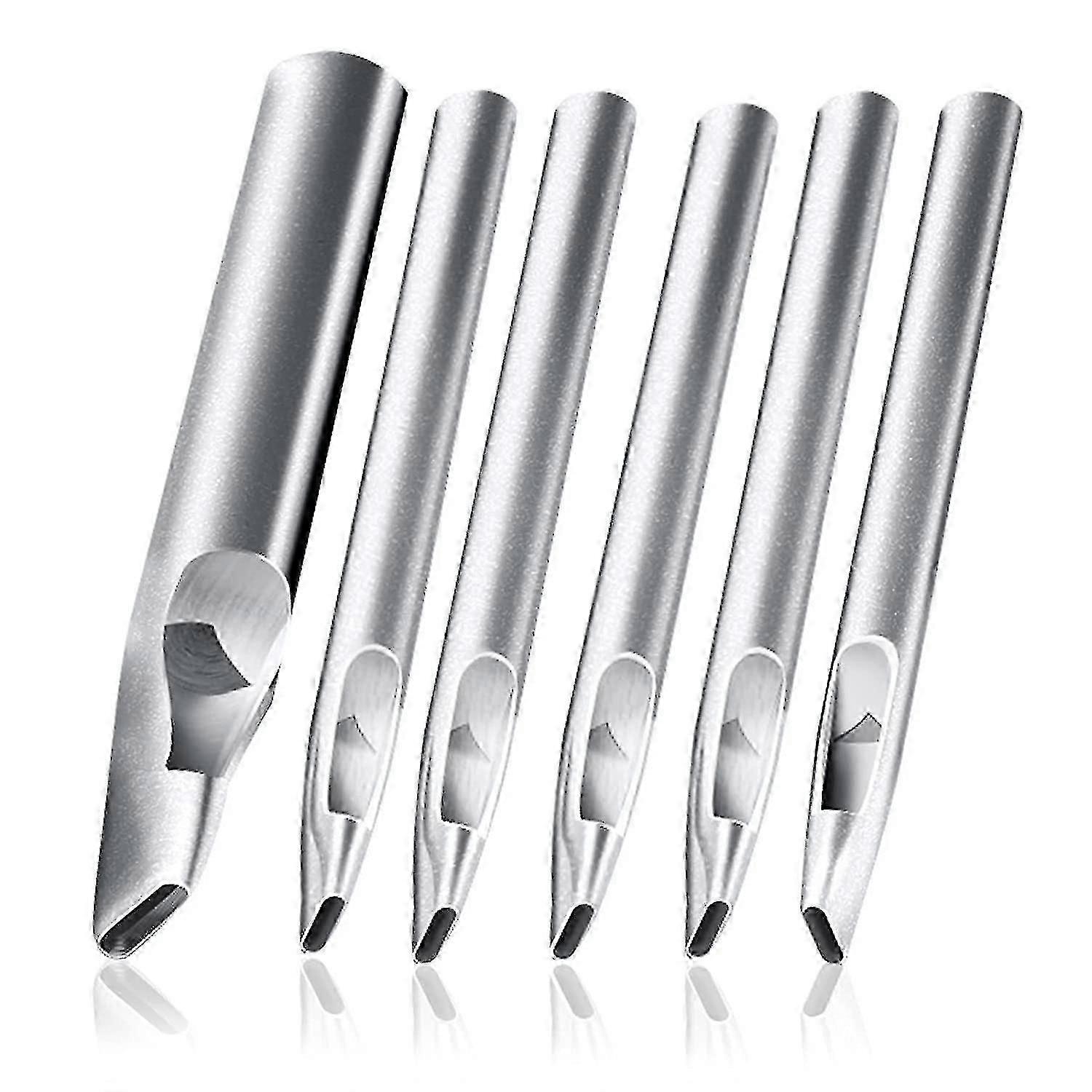 6 Pcs Oval Leather Punch Tools, Oval Leather Punch Set, Leather Hole Punch, Flat