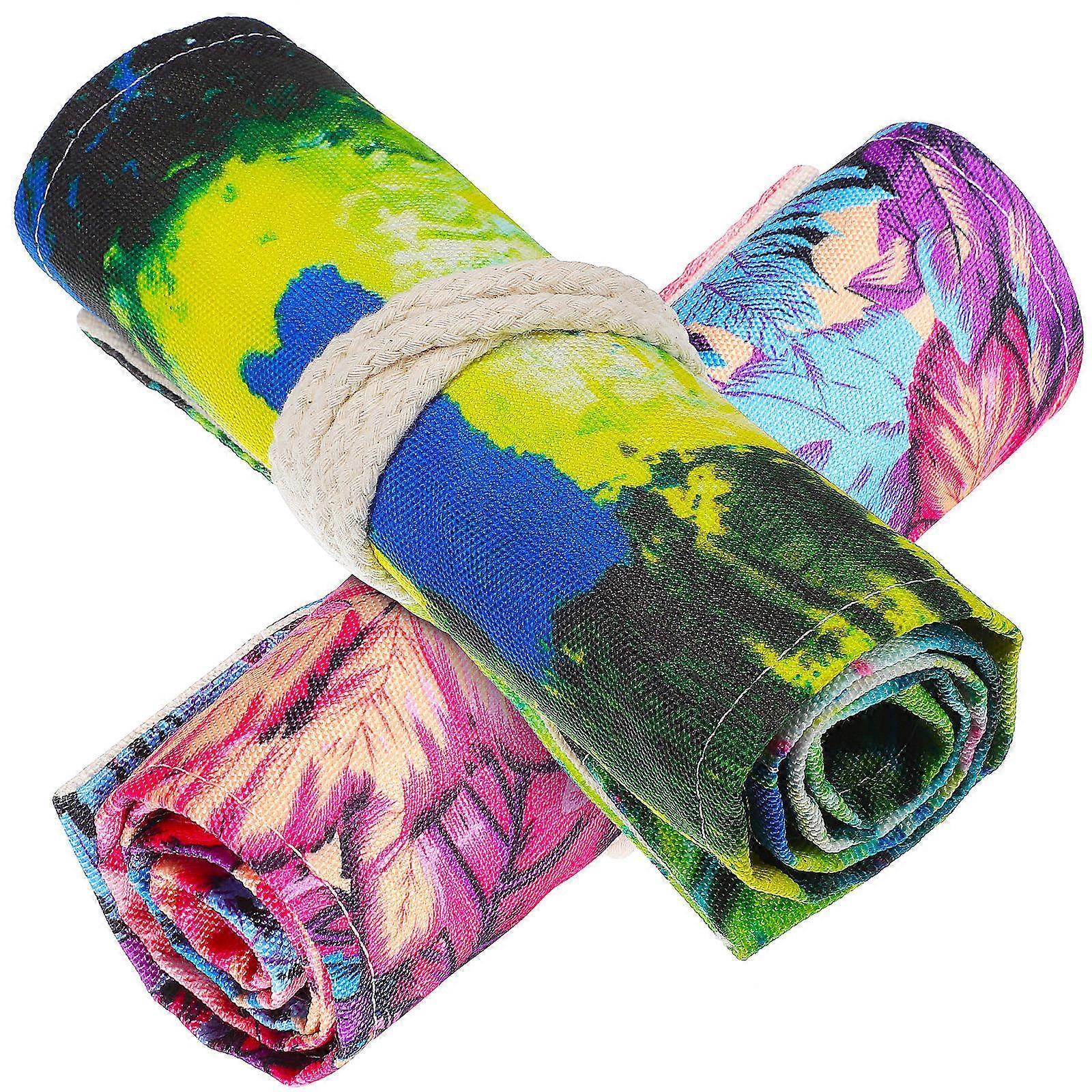 Canvas Pencil Rolls Pencil Roll Up Case for Storage Use 6Pcs Maple Leaf Design