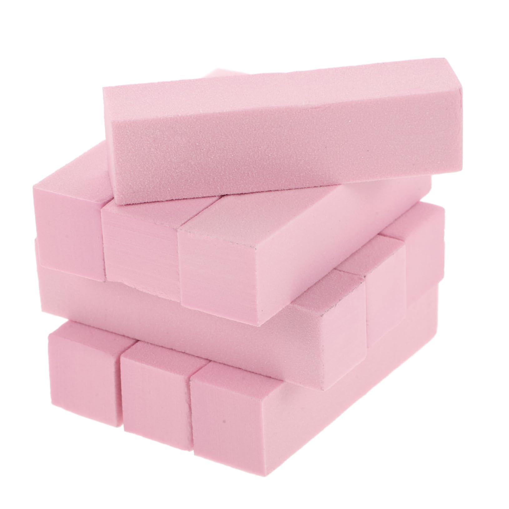 10pcs Pink Nail Buffer Block Set, FourSided Soft Sponge Nail File for Smooth Shiny Nails