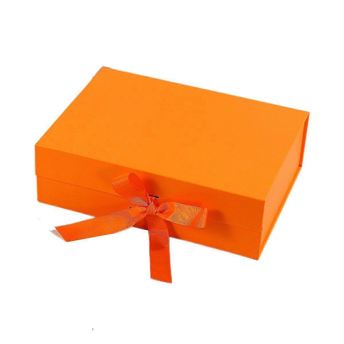 5X Medium Premium With Ribbon Multi Color Hamper Packaging Set Orange Gift Boxes