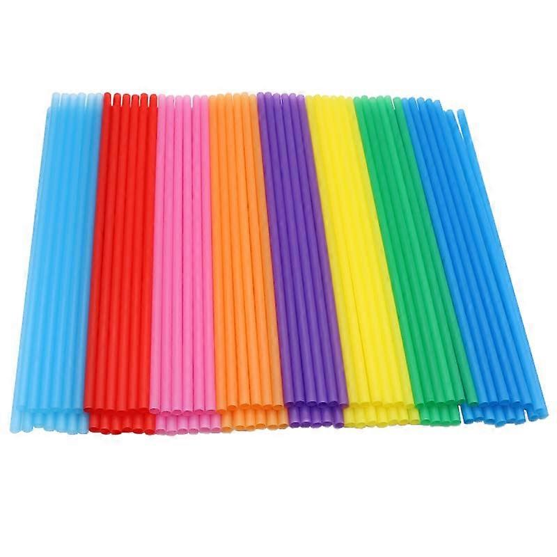 200 Pack Multicolor Disposable Plastic Drinking Straws 7 Inch Colorful Party Style