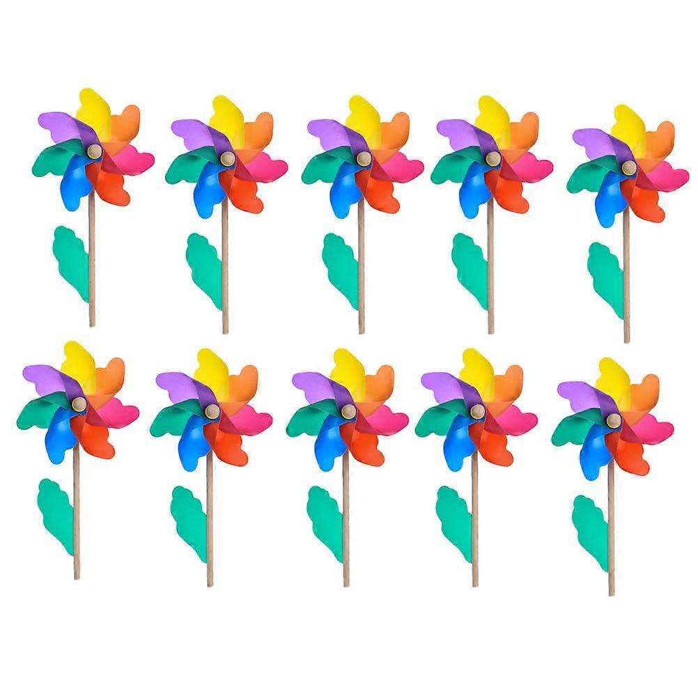 Garden Decoration Windmills Entertaining Round Plastic Material 10Pcs