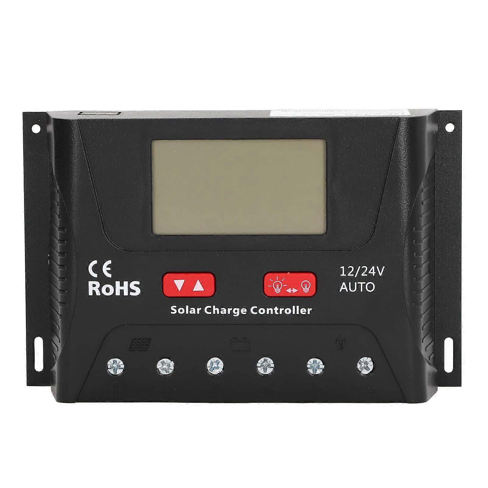 40A 12V 24V PWM Solar Charge Controller with LCD Display, Three Stage Charging, Temperature Compensation for Off Grid System