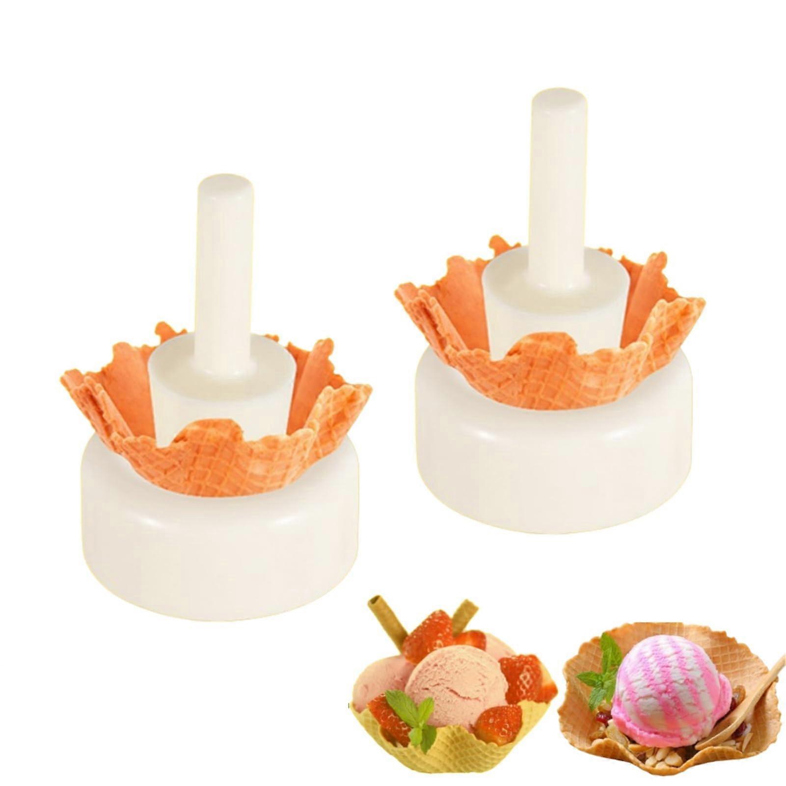 Waffle Cone Maker with Ice Cream Cone Roller Kit, 2Pcs Reusable Waffle Bowl Molds
