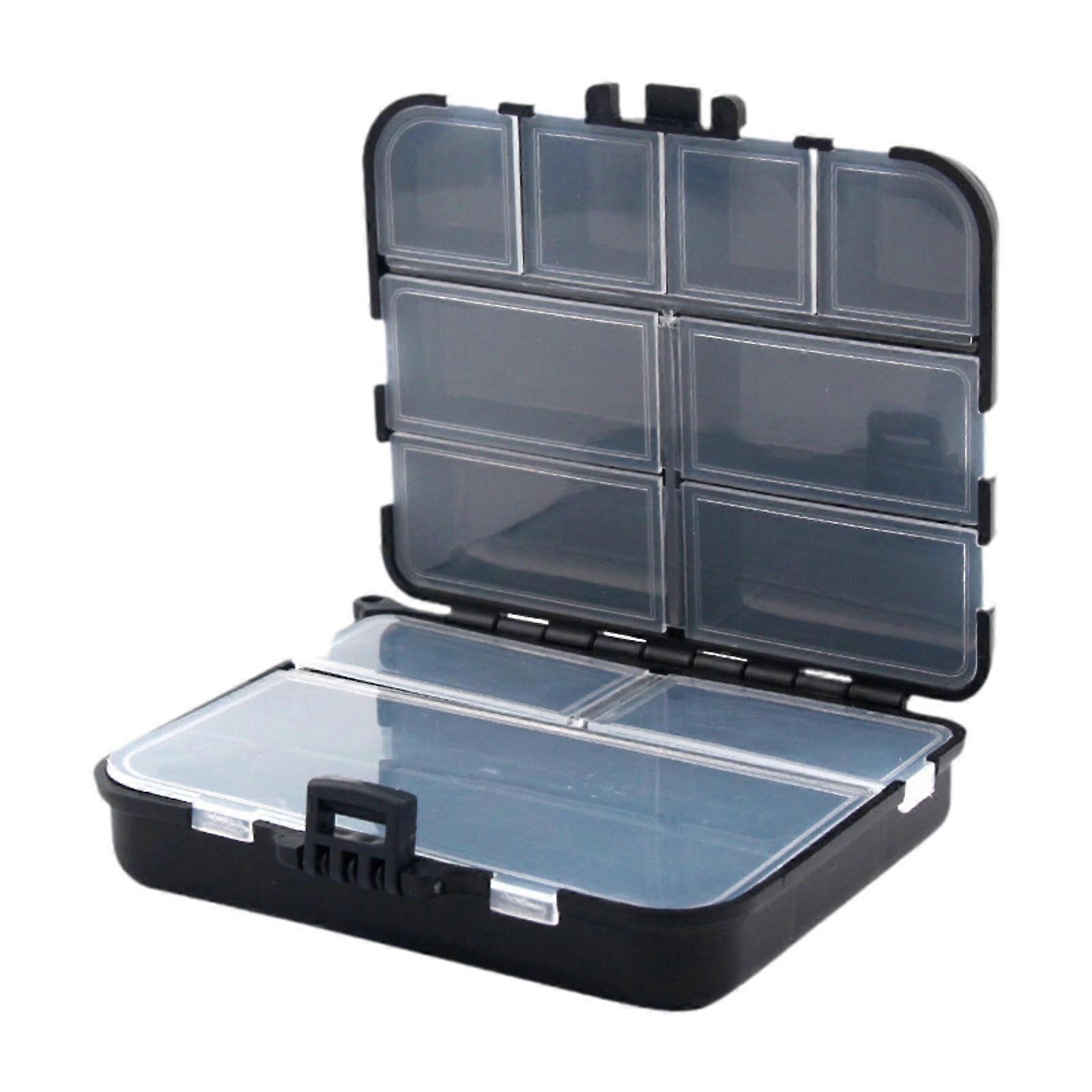 Double Layer Fishing Tackle Box with Secure Locking Clasp Compact Lure Storage Organizer Black