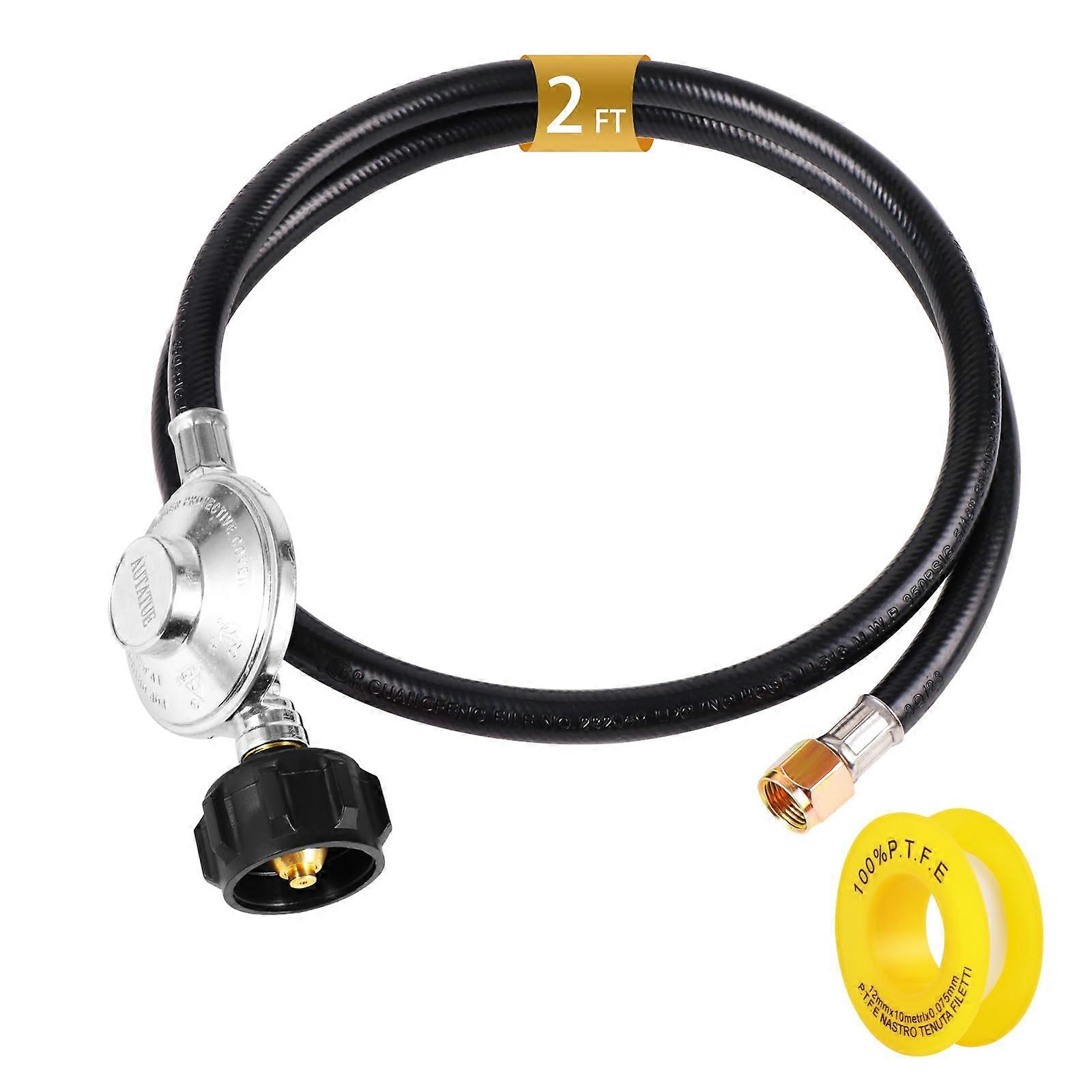 Propane Hose with Regulator, 2ft Flexible QCC Fitting, Low Pressure for Grill Heater RV Camping