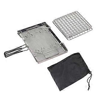 Portable Camping Toaster, Foldable 304 Stainless Steel Outdoor Stovetop Toaster for Hiking, Camping Picnic (Compact Storage Design)