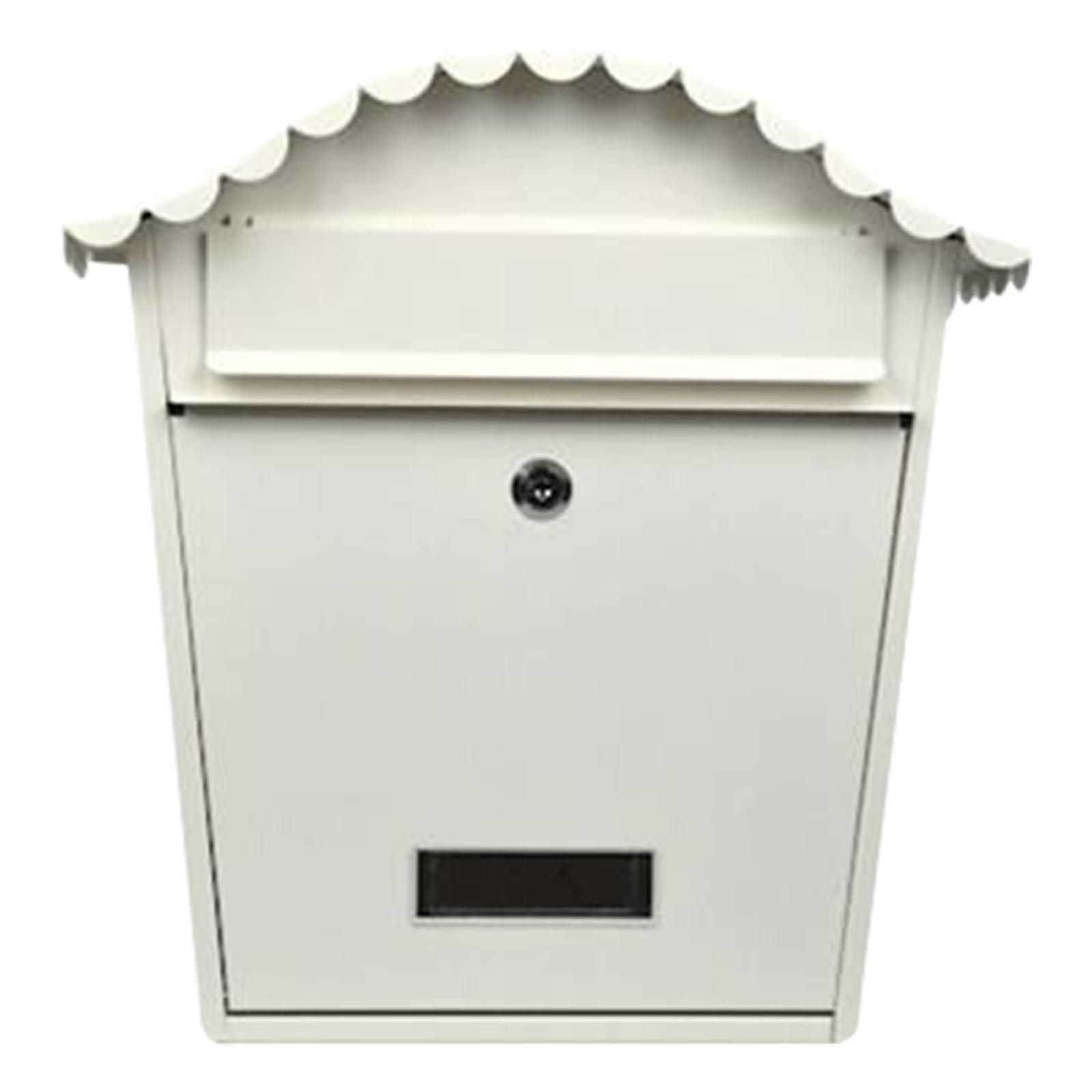 Beige Locking Wall Mount Mailbox for Home, Large Capacity Weatherproof Steel Secure Mailbox