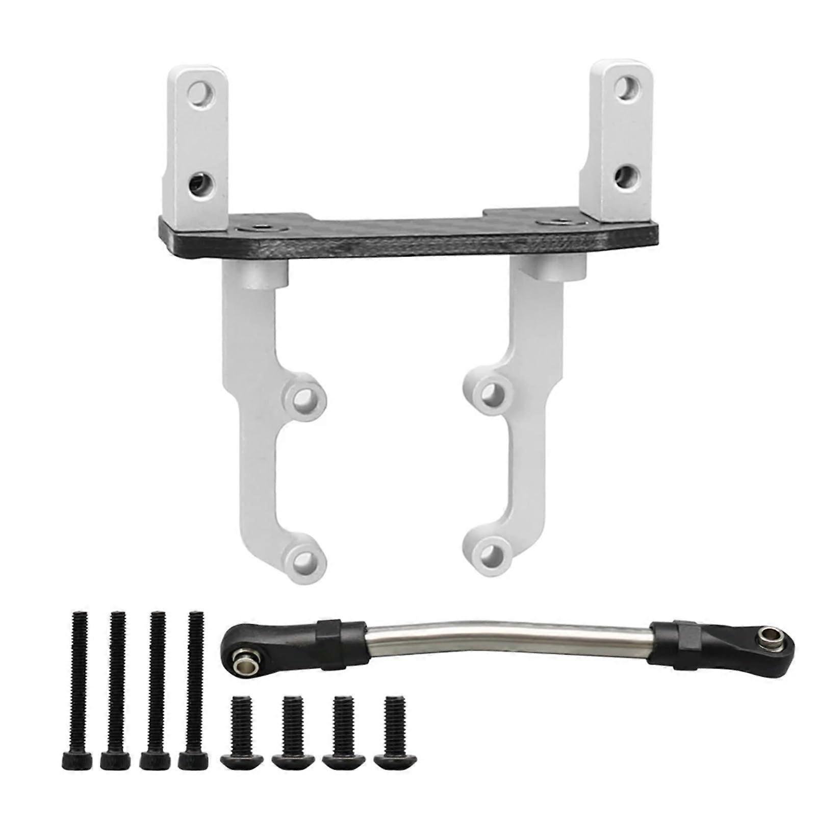 RC Servo Mount with Steering Link, Solid Metal Stand for 1/10 RC Crawler Axial SCX10 II Upgrade (Silver)