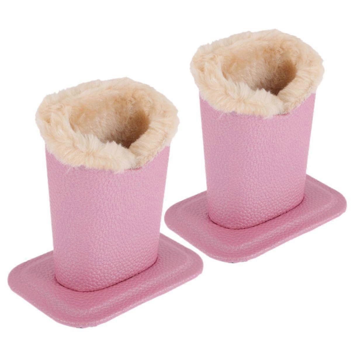 2pcs Plush Leather Eyeglasses Holder Stand with ScratchProof Lining for Desk Bedroom Office
