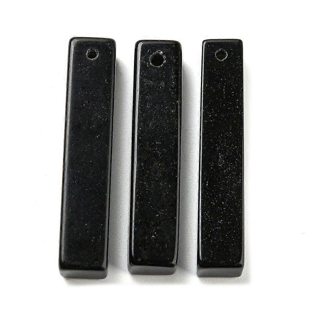 Natural Obsidian Pendants Rectangle Charms 38~41x7.5~8x7.5~8mm Hole: 1.5mm