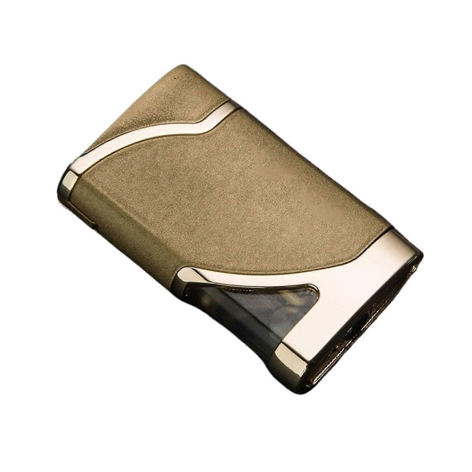 Refillable Windproof Butane Lighter with Adjustable Flame and Fuel Window for Camping Gold