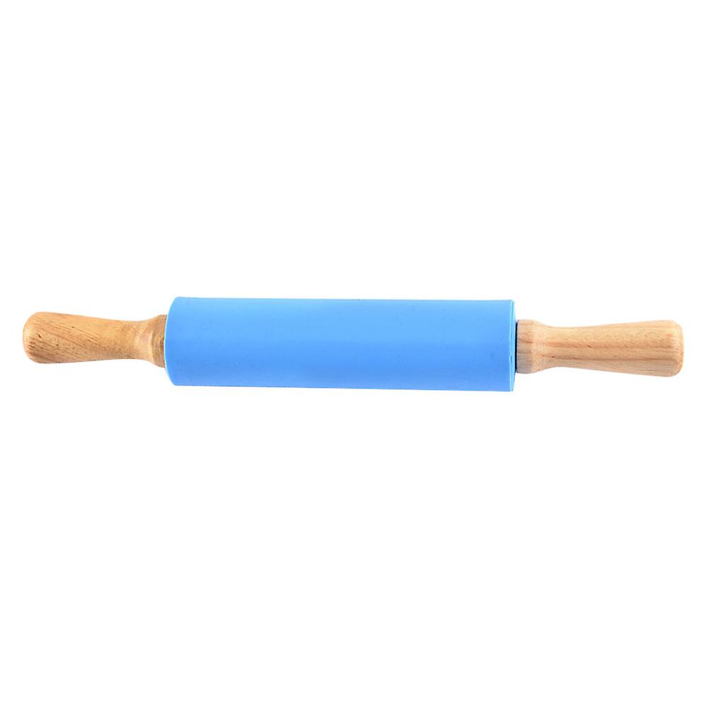 Teigroller mit Holzgriff, 38 cm, blau