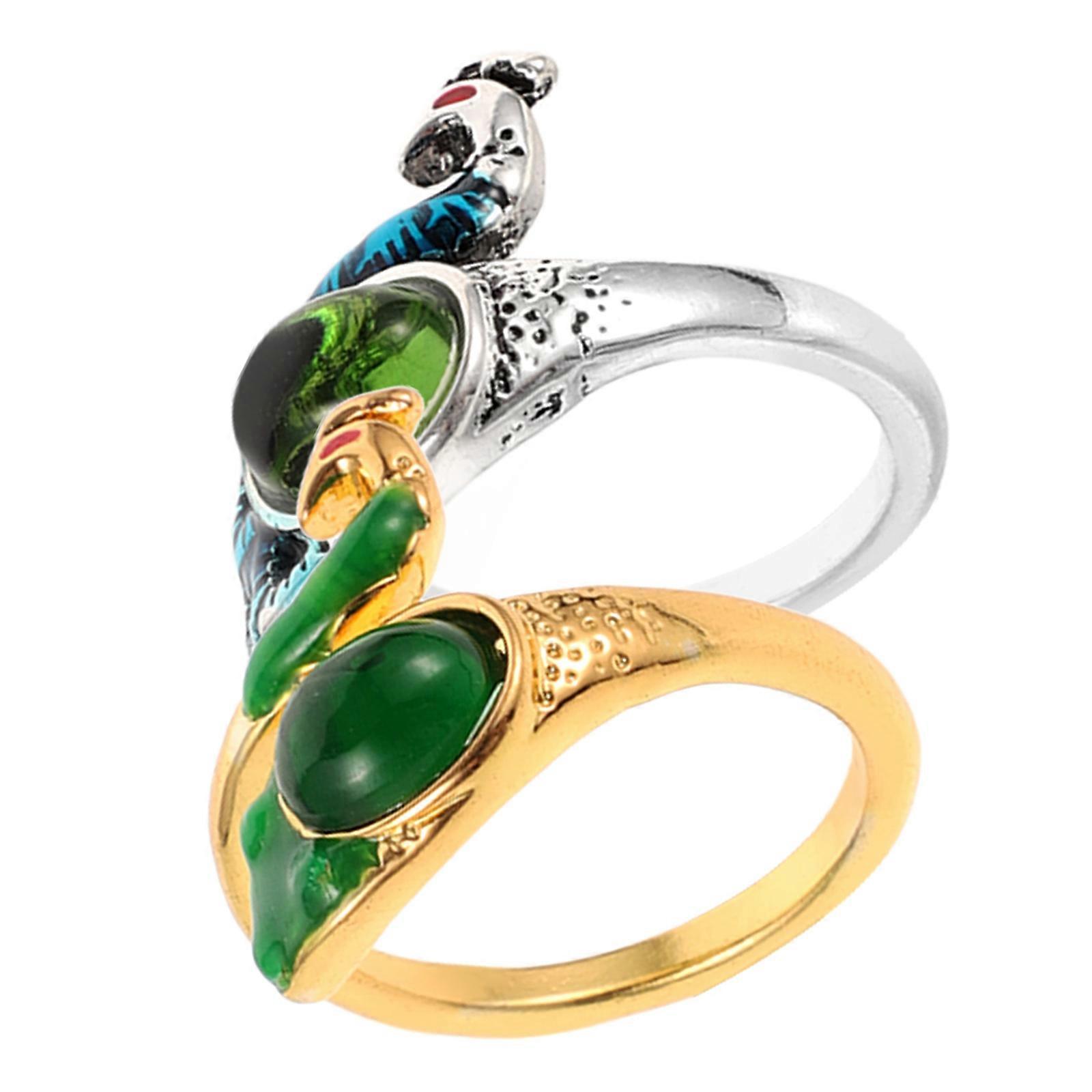 Peacock Ring Premium Knitting Rings for Decoration 2Pcs Adjustable Alloy Assorted Color