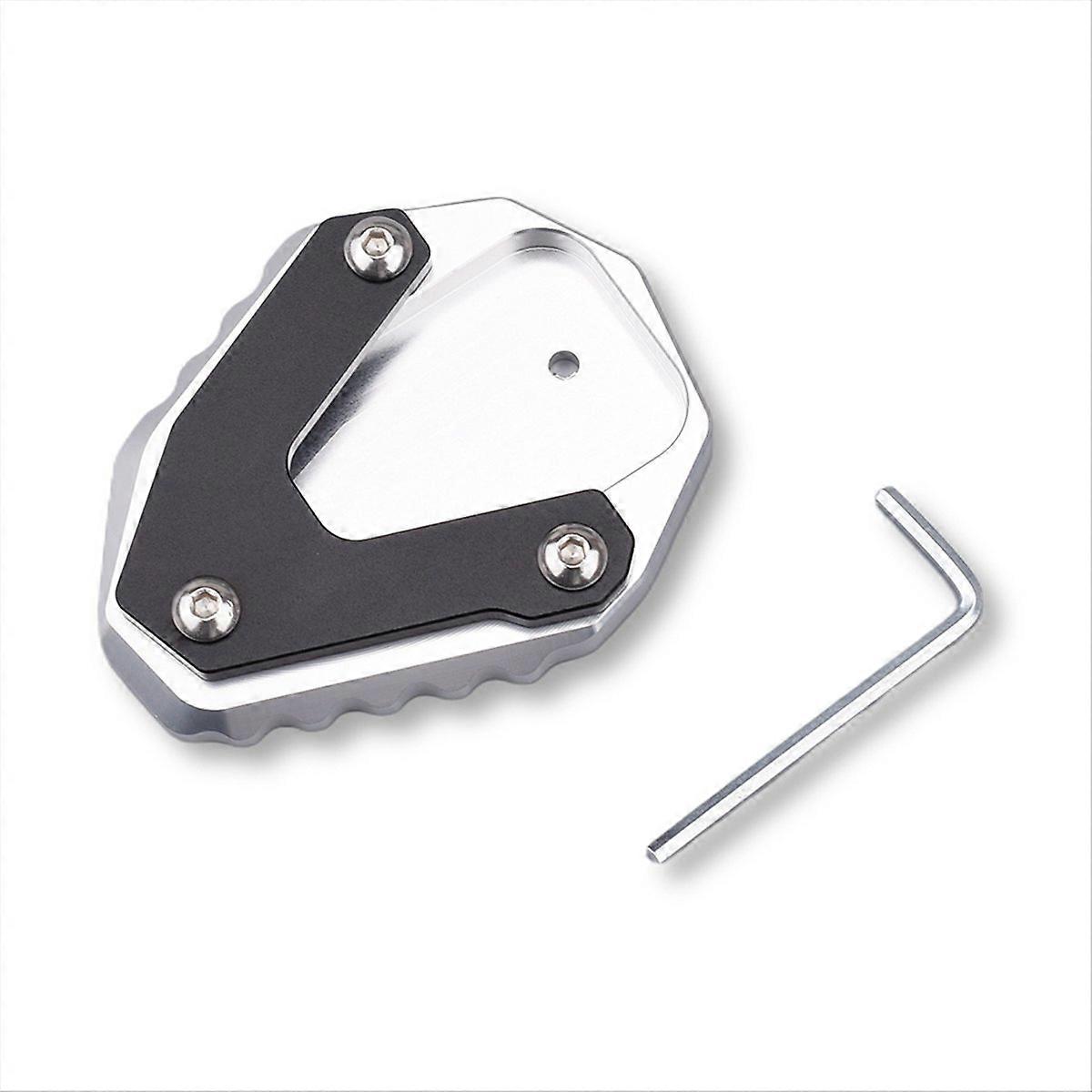 Motorcycle Kickstand Side Stand Enlarger Pad Silver & Black