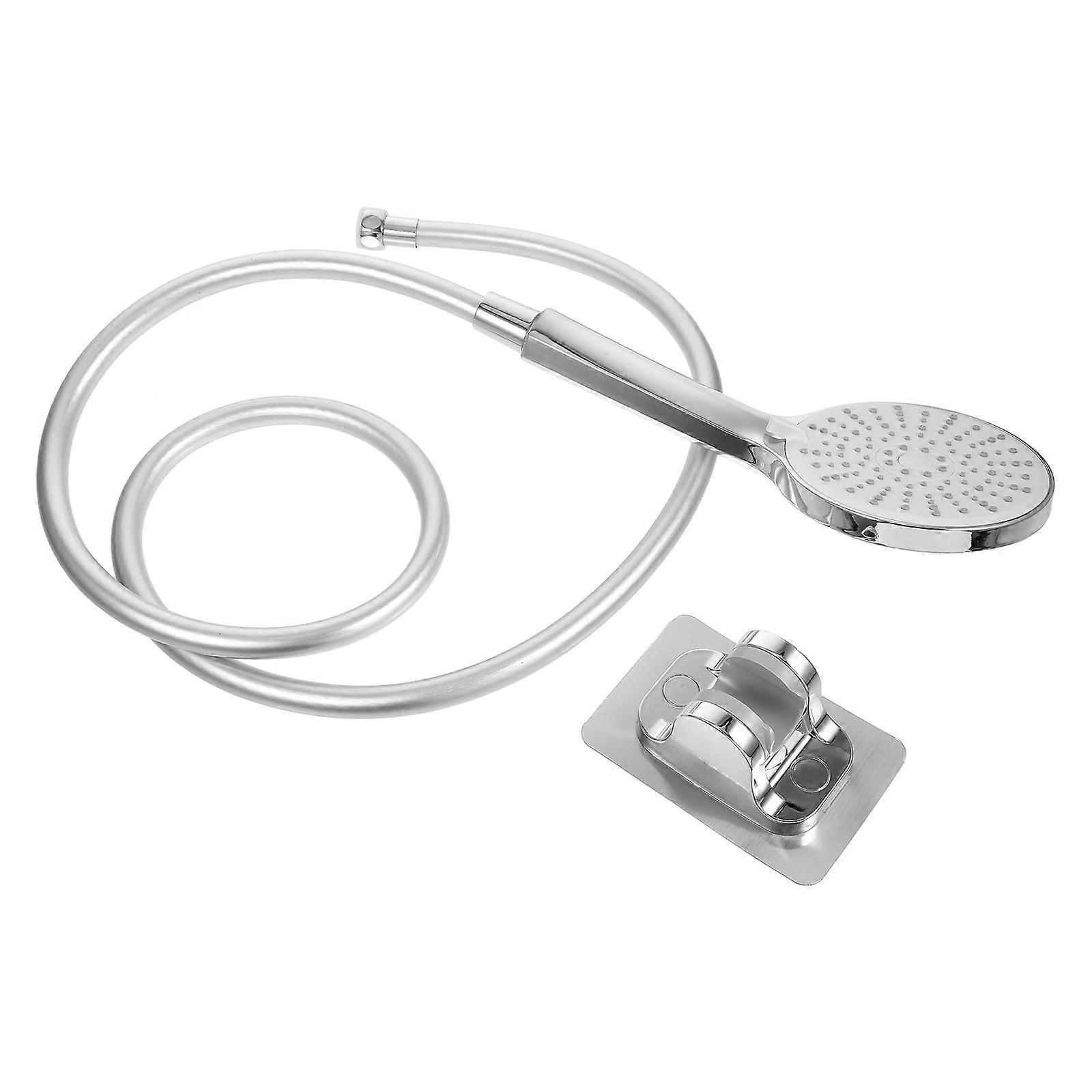Bathroom Shower Head Silver 5 Modes with Explosion-Proof Hose 3Sets