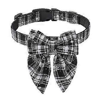 Pet Dog And Cat Collar Christmas Snowflake Red Bows Collar Adjutable Collar For Small/medium/largeBlack WhiteM