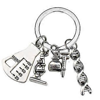 Chemistry Molecule Bag Pendant Alloy Keychain Molecular Structure Key Rings for Science Lovers and Key Management Multicolor