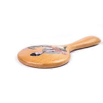 Retro Style Wooden Makeup Mirror Handheld Mirror 1Pcs for Makeup Use