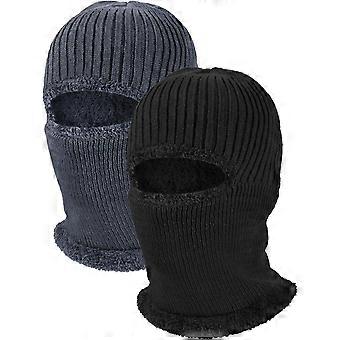 SATINIOR 2-teilige Winter-Gesichtsmaske, Skimaske, warme Strick-Sturmhaube für Damen und Herren, winddichte Fleece-Gesichtsbedeckung für Outdoor-Sportarten
