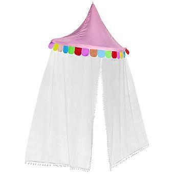 Tenda infantil rosa em formato de cúpula, 3 peças, com design criativo de meia-lua.