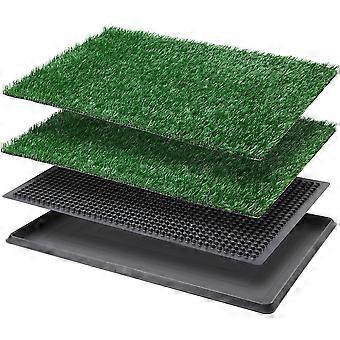 Arenero para perros con bandeja y almohadilla de césped - Orinal interior para entrenamiento en apartamentos y patios - Incluye 2 paquetes de almohadillas de césped de repuesto, 1620 pulgadas