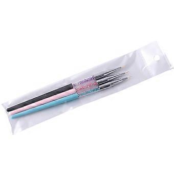 Nail Art Brush Nail Art Pen for Detailing 3Pcs Assorted Colors Set