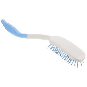 Pettine per capelli curvi da 35 cm pettine a manico lungo per disabili anziani (bianco, blu)