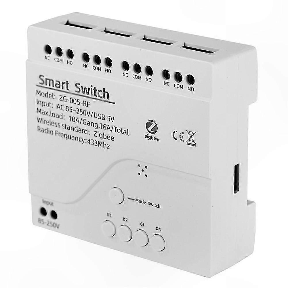4-Channel ZigBee Smart Switch Module for Home Automation, RF433 Wireless Relay with Voice Control Functionality