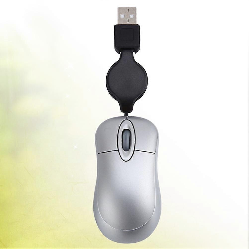 Creative USB Wired Mouse Mini Telescopic Mouse Computer Notebook Mouse Portable Mouse (Silver)
