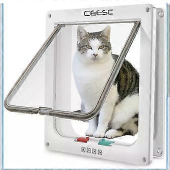 CEESC XL Cat Flap 4 Way Locking Magnetic Pet Door Large Cats & Small Dogs White