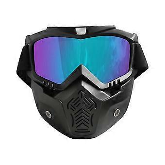 3-delige set winterbrillen/sneeuwbrillen voor skiën, snowboarden, sneeuwscooteren, gezichtsmaskers, zonnebrillen (matzwart montuur en kleurrijke glazen)