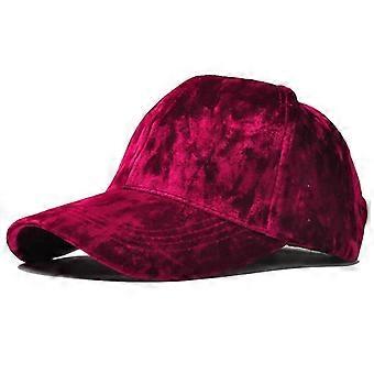 Adult Baseball Cap, Shiny Solid Color Velvet, 6 Panel Adjustable, Pre-curved Visor, 55-63cm Head Circumference, for Outdoor Casual Occasions