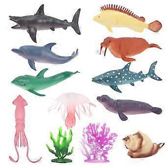 Realistische zeedieren speelgoed, oceaanmodellen voor kinderen, 12 stuks, diverse kleuren plastic.