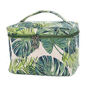 Große Kosmetiktasche aus Segeltuch mit tropischem Muster, Reise-Toilettenartikel-Aufbewahrungstasche, Clutch, Geldbörse für Damen, Grün AL