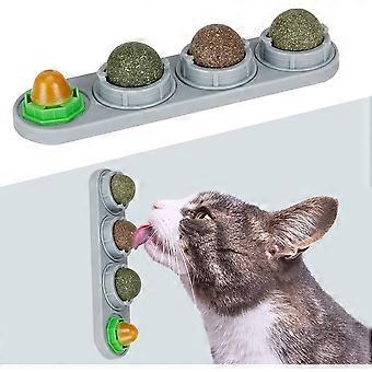 Catnip Ball til katte væg, 4 Pack Catnip legetøj, Silvervine bolde, spiseligt kitty legetøj til katte slikker, sikker sund killing tygge legetøj, tænder rengøring dental