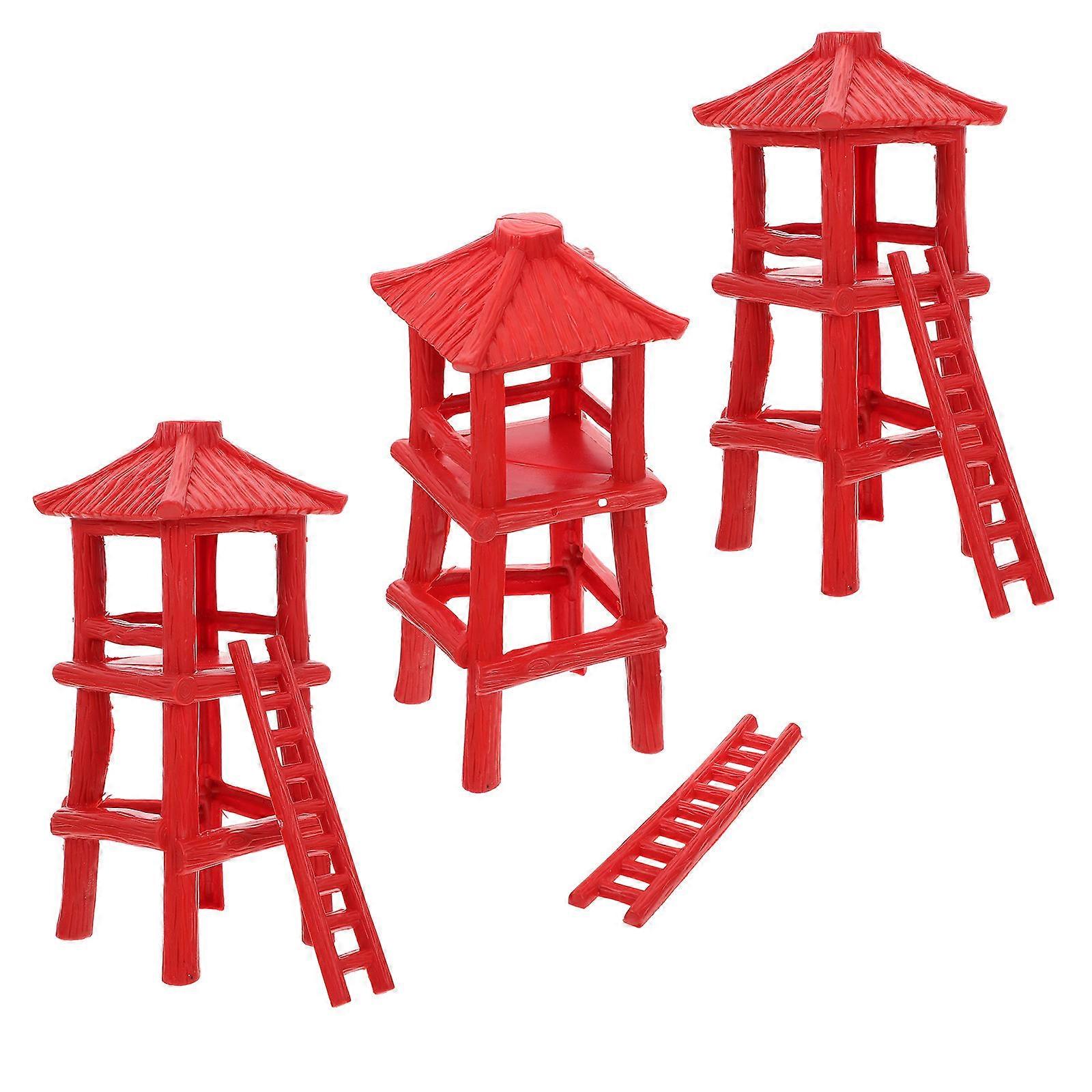Observation Tower Model for Decor 3Pcs Plastic Toy for Scene