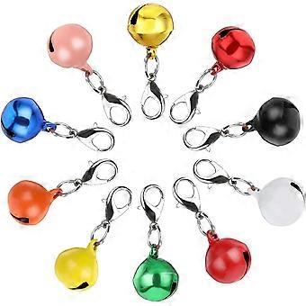 Conjunto de 10 sinos extra altos para cães e gatos, pequenos sinos para coleira de animais de estimação feitos de metal resistente, sinos para adestramento de cães para sair de casa, rastreador de animais de estimação, sinos coloridos para presentear animais de estimação