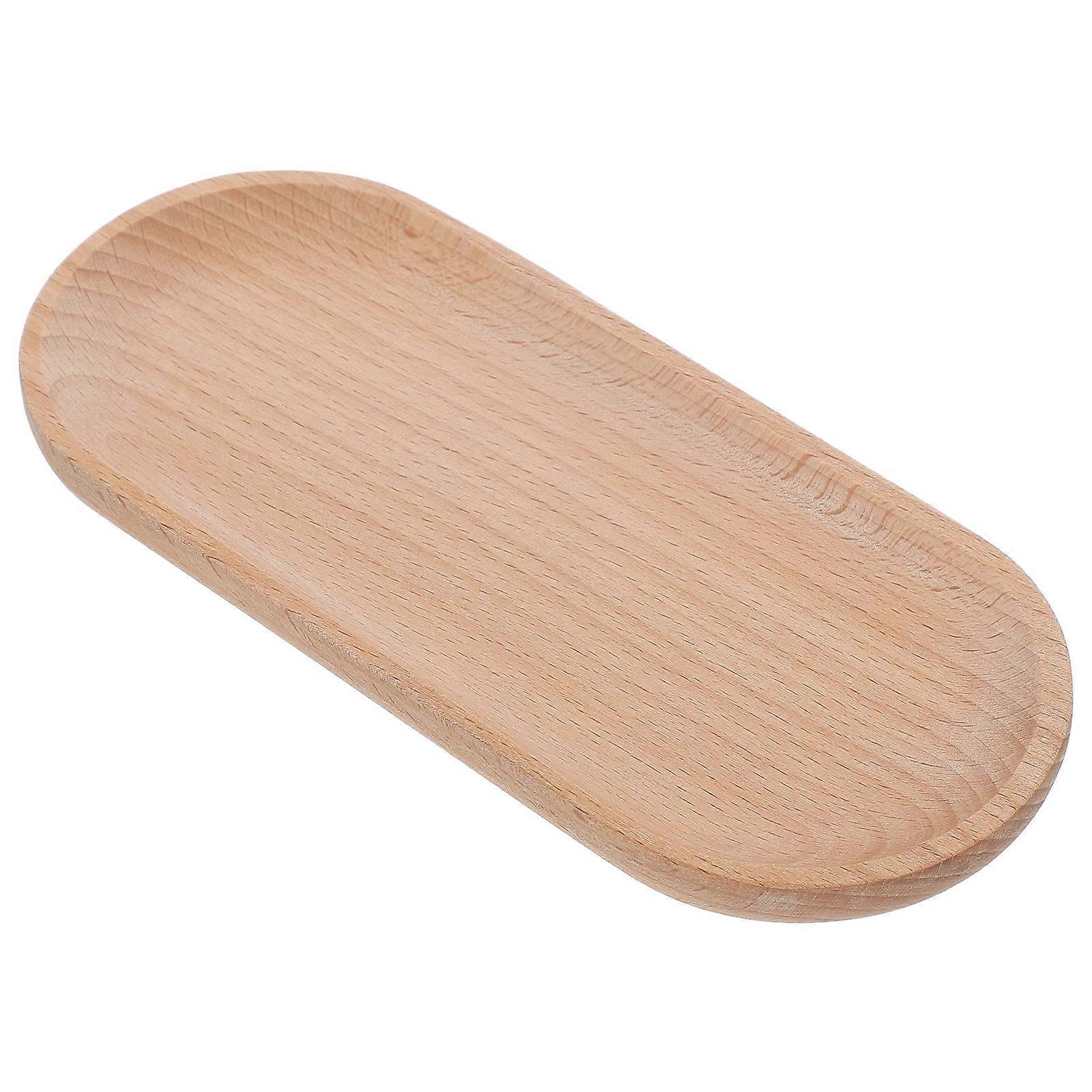 Khaki Solid Wood Oval Serving Tray for Party Use Multi-Purpose