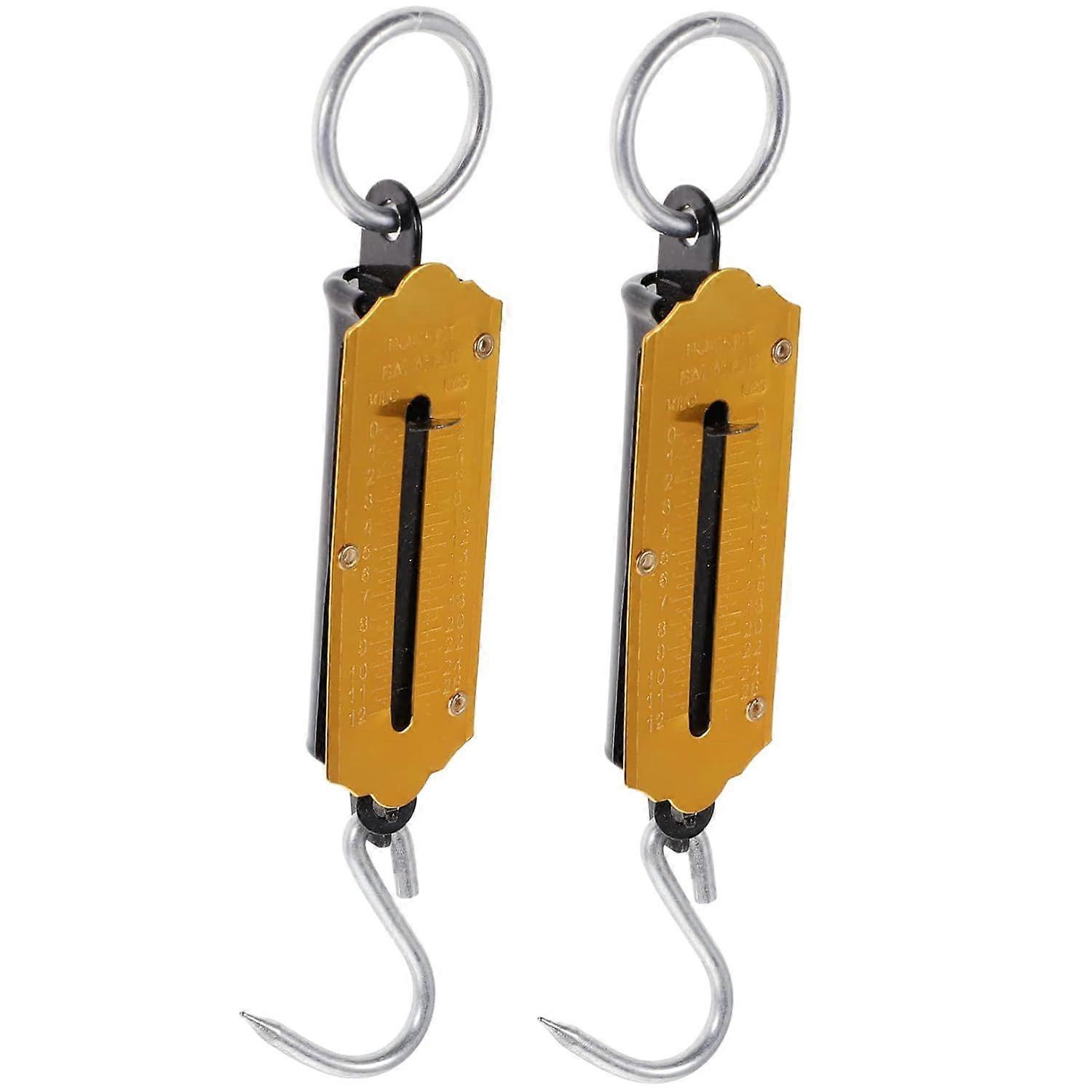 Portable Yellow Spring Hook Scale 12kg 2pcs Mechanical Weighing