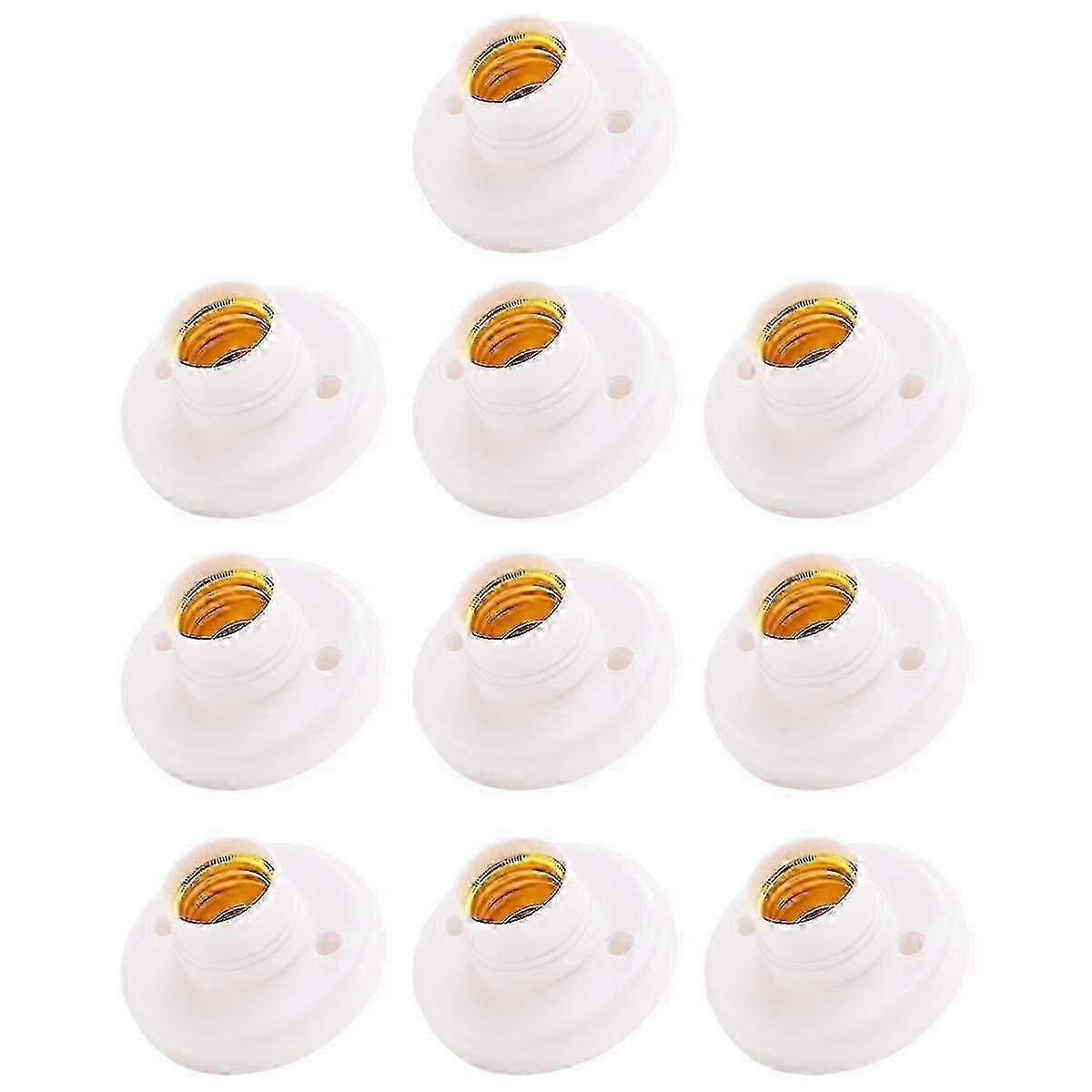 10Pcs E27 Bulb Socket Adapter Plastic Screw Round Lamp Holder