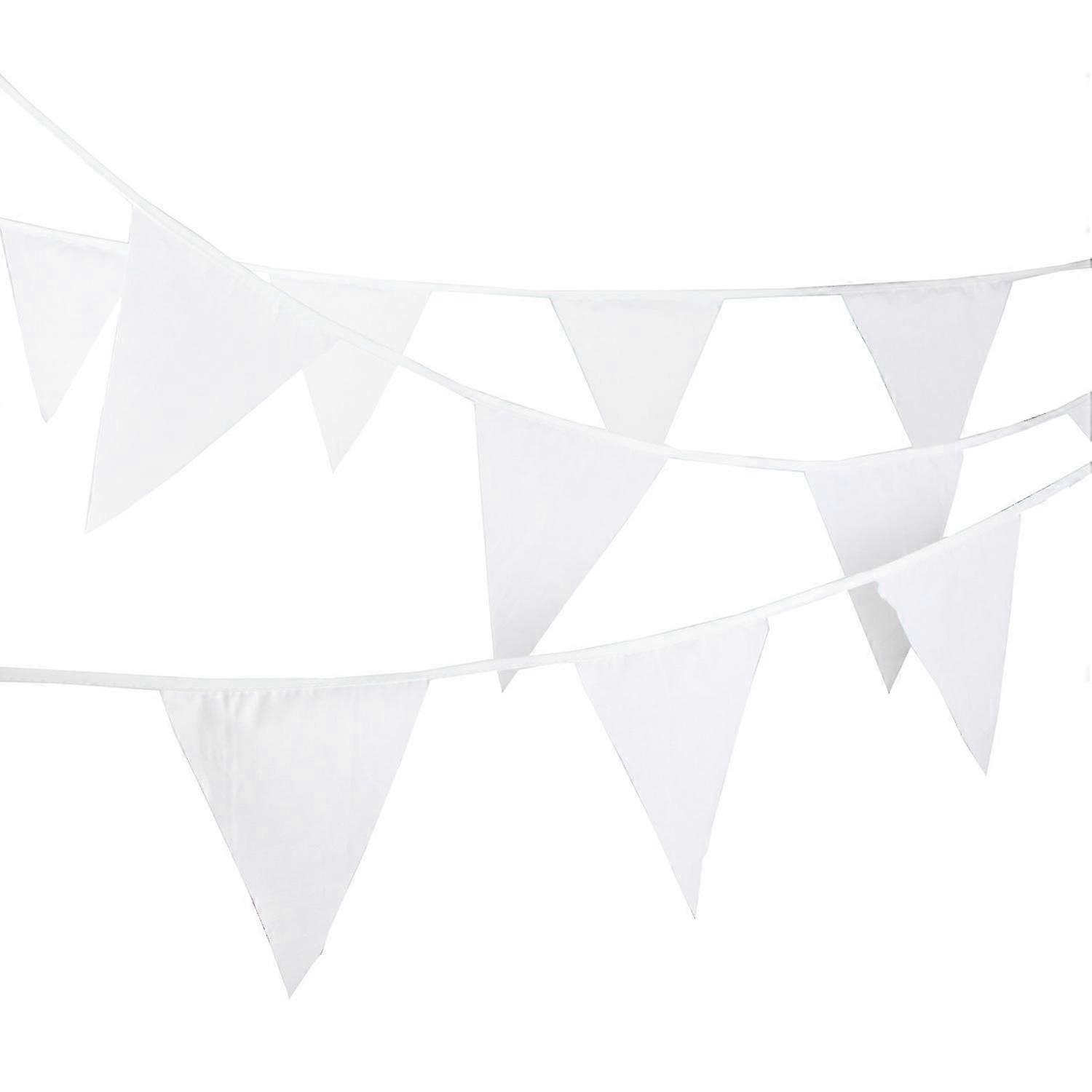 32Feet Solid White Pennant Banner Flags String Triangle Bunting Flags,Decorations