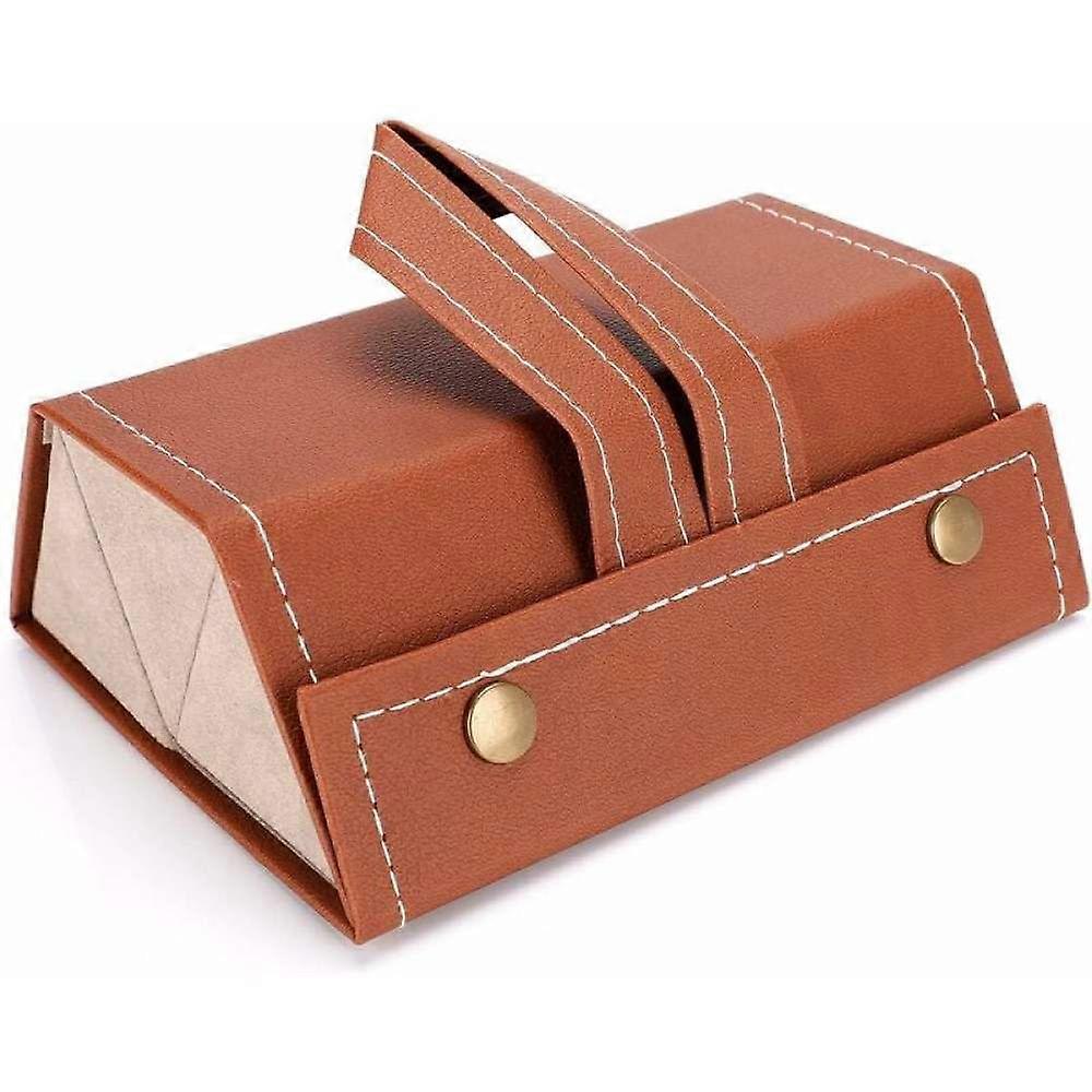 Foldable Leather Eyewear Organizer with Multi-Grid Design and Soft Lining