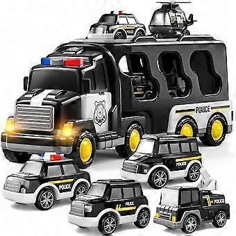 Friction Power 7 In 1 Truck Toy Set: Fire, Construction & Police Vehicles for Toddlers - WSLIHV