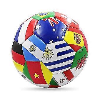 Soccer Ball with Global Flag Pattern, PVC Cover, Air Retention Design for Kids and Youth Training